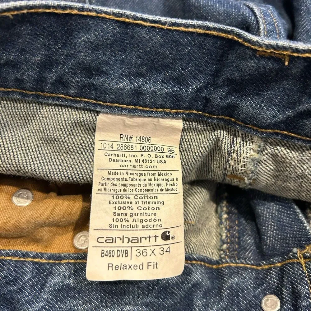 Carhartt Mens Relaxed Fit Straight Leg Workwear Jeans Pants Size 36X 34 RN#14806